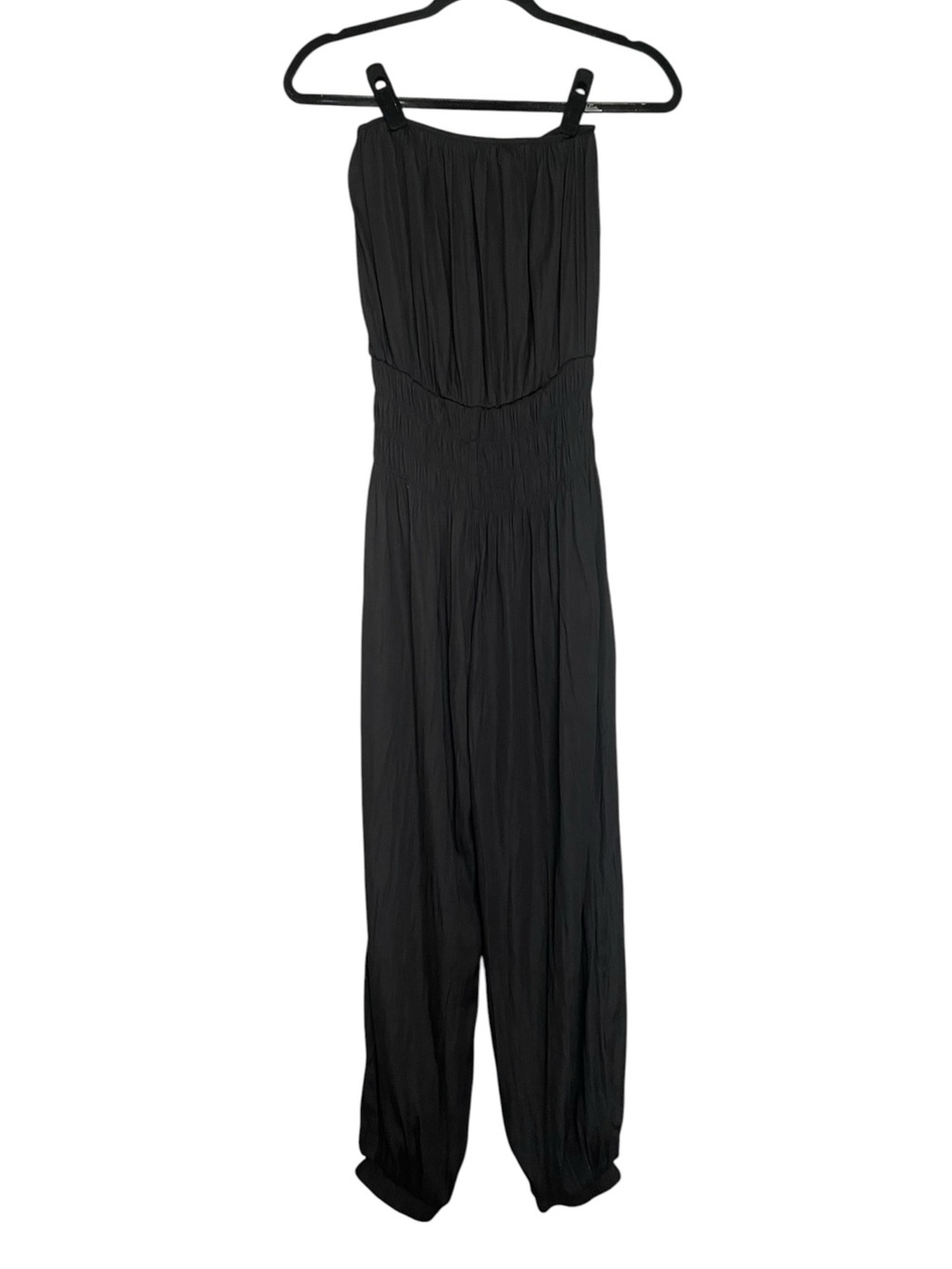 Miou Muse Strapless Black Jumpsuit with Smocked Waistband